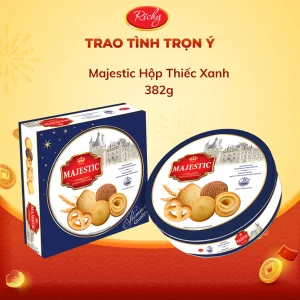 Bánh Richy Majestic Hộp Thiếc Xanh 382g – Quà Tặng Tết, Biếu Lì Xì Sang Trọng